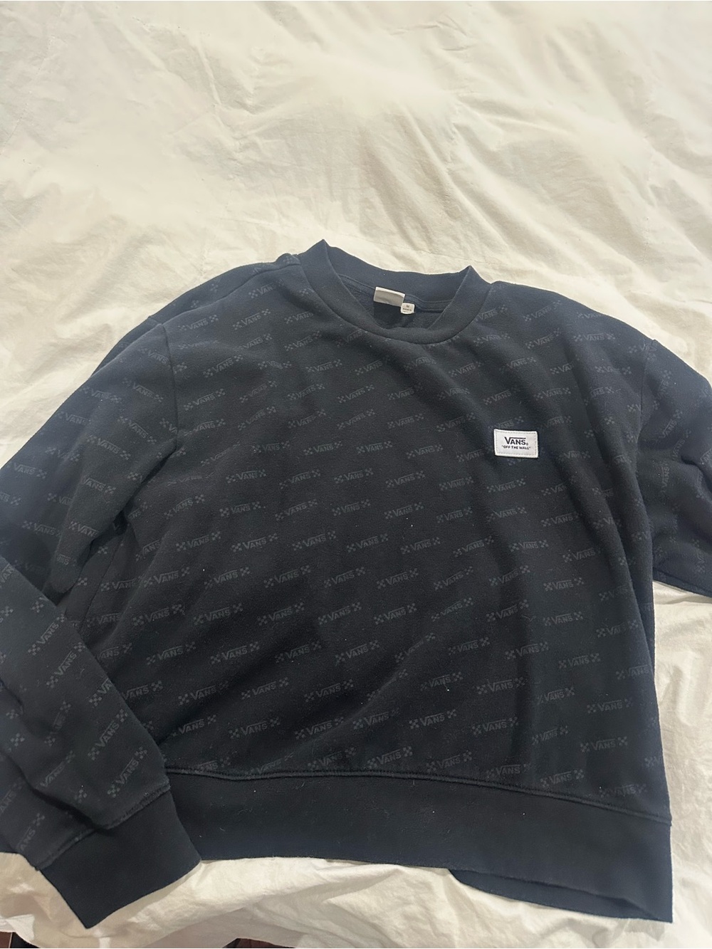 Vans Black Logo-Pattern Crewneck Sweatshirt